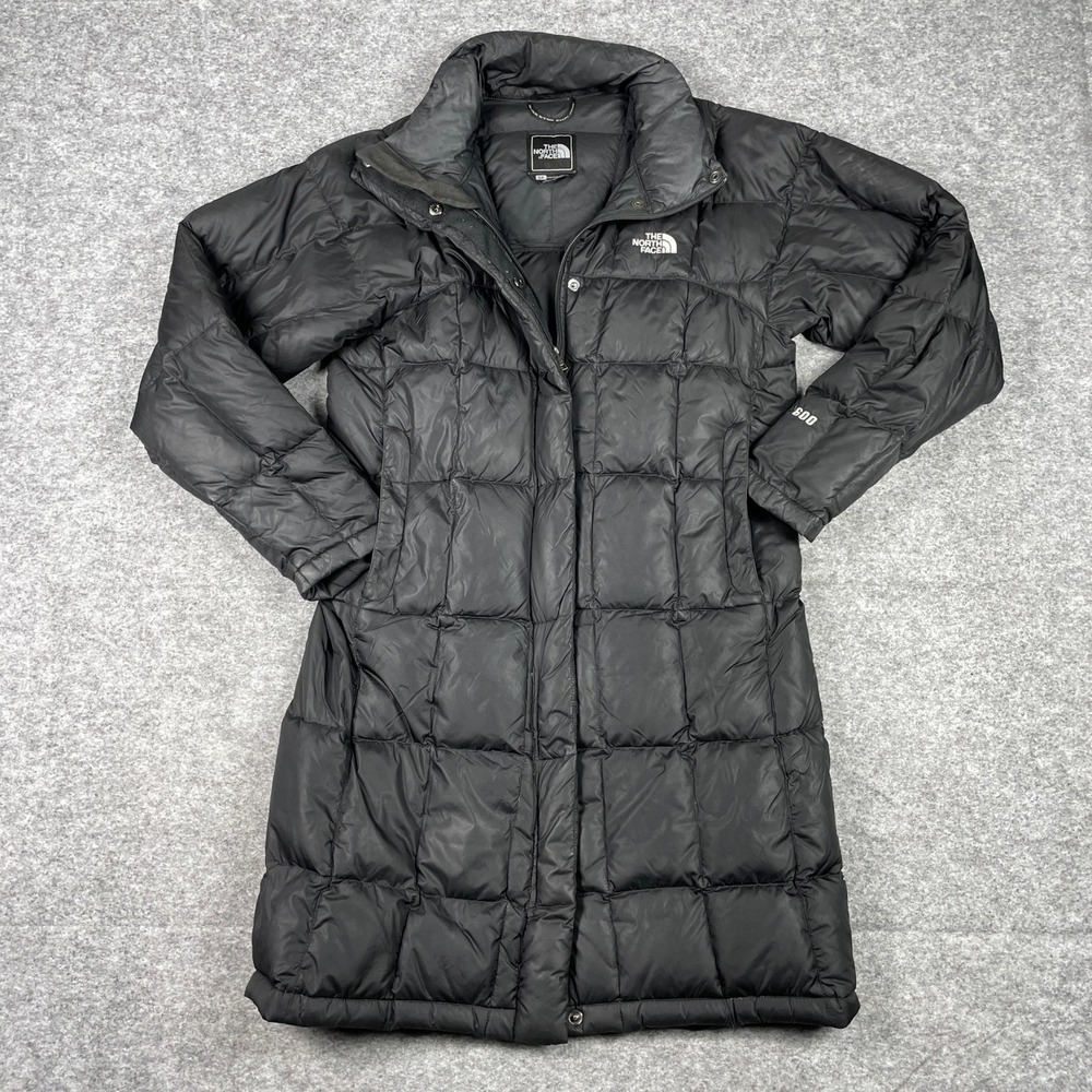 The North Face Puffer Parka Womens S Black 600 Fill Down Metropolis Quilted Coat